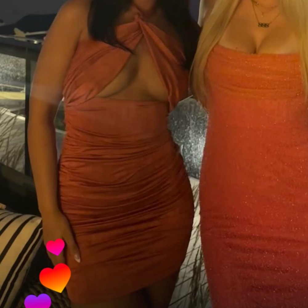 Oh Polly Elegant Halter Neck Orange Dress - Picture 3 of 4